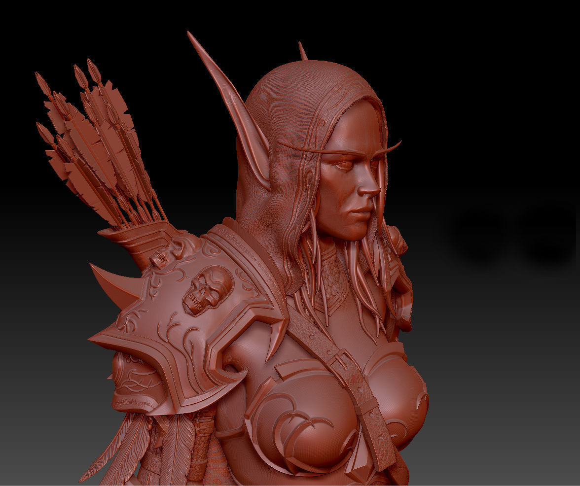 Sylvanas windrunner Shadowlands statue 3D print model_28