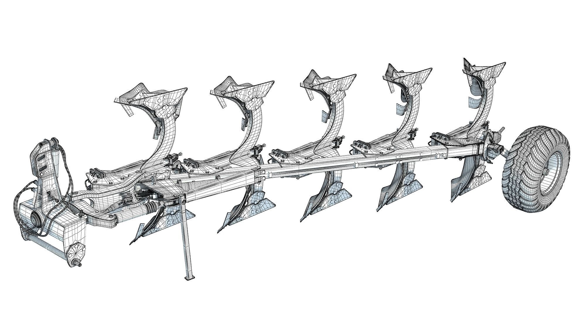Semi Mounted Plough 3D model_13