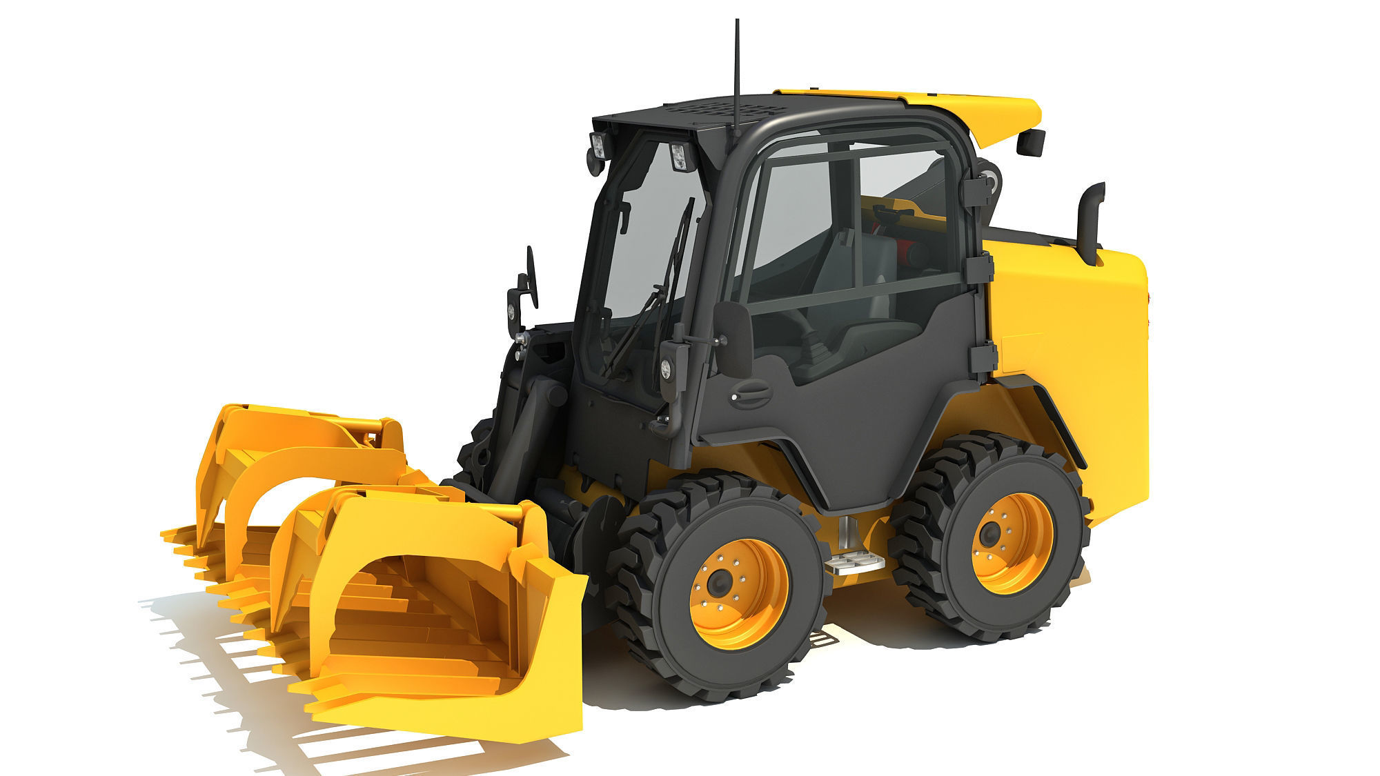 Log Fork Skid Steer Loader 3D model_1