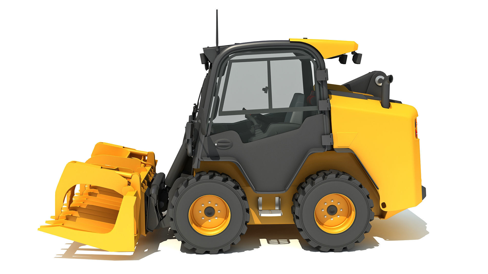 Log Fork Skid Steer Loader 3D model_2