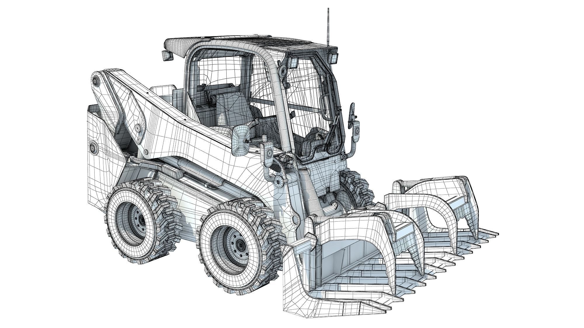 Log Fork Skid Steer Loader 3D model_21