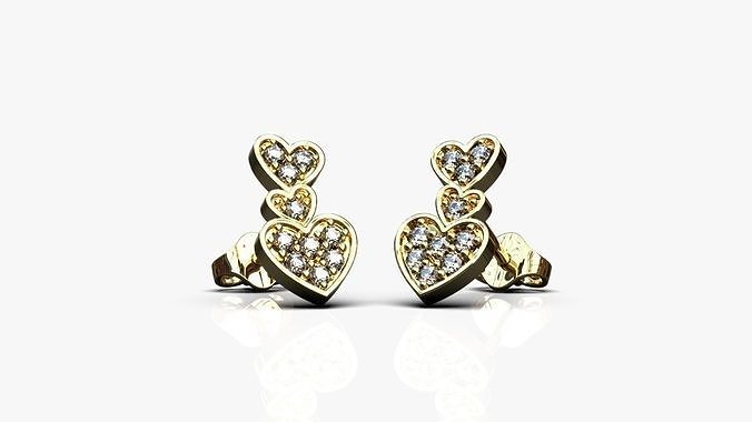 Hearts earrings 3D print model