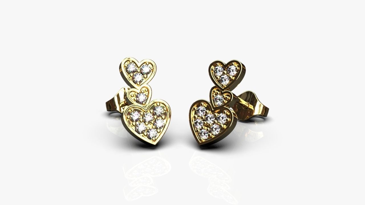 Hearts earrings 3D print model_1