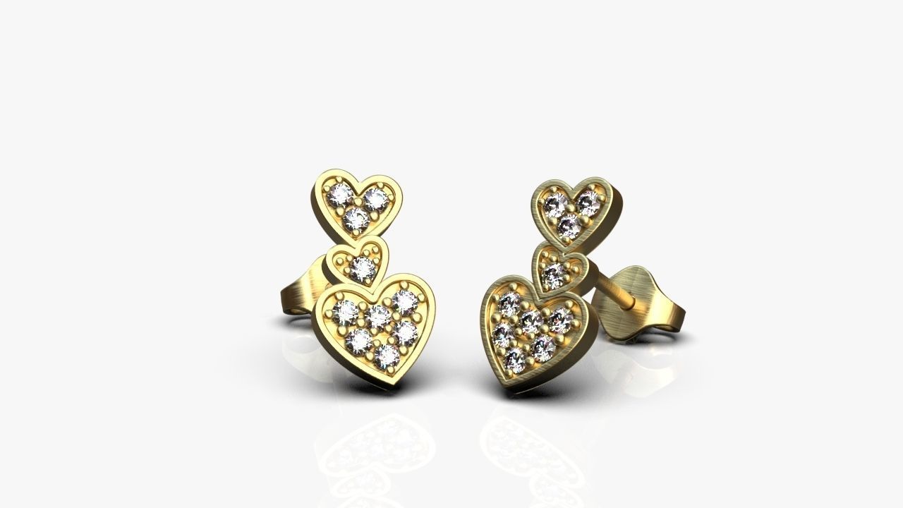 Hearts earrings 3D print model_6