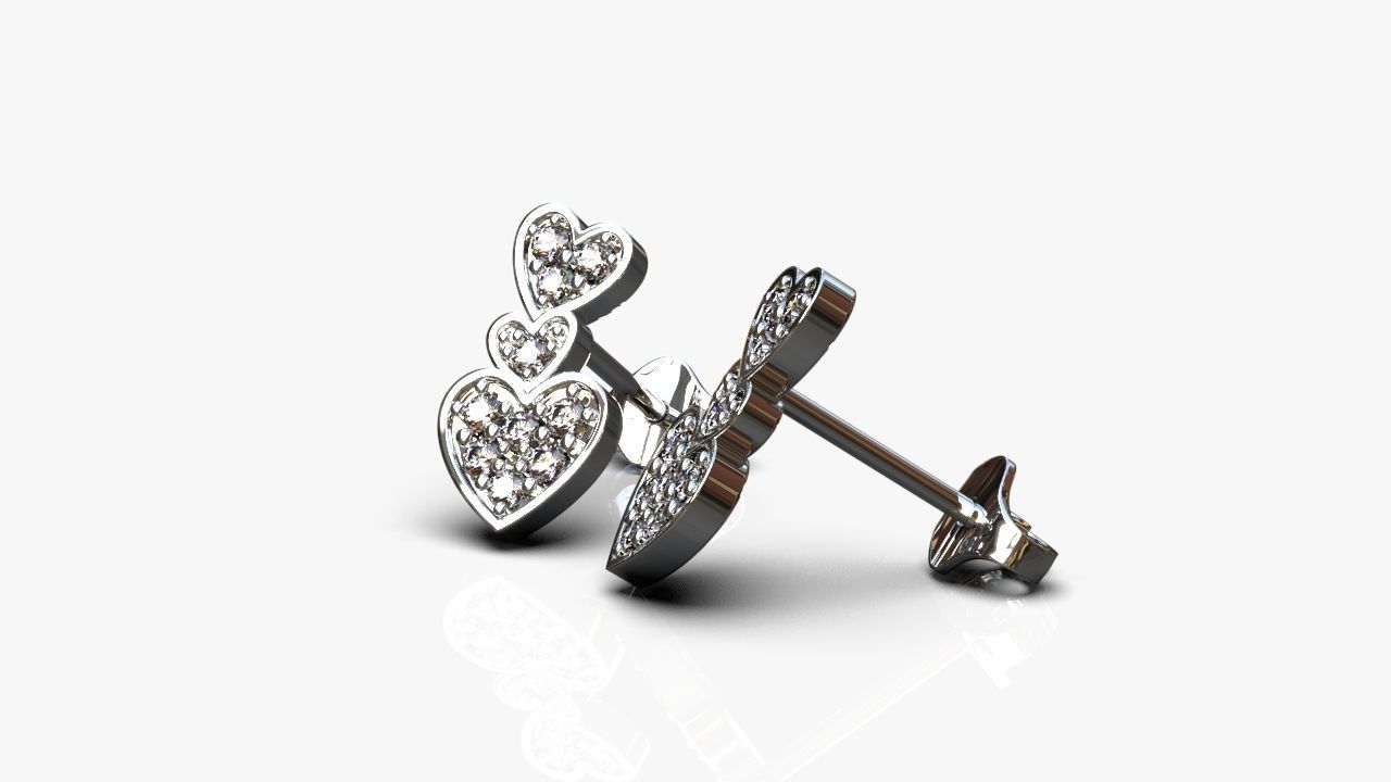 Hearts earrings 3D print model_3