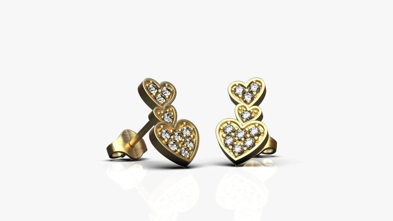 Hearts earrings 3D print model_7