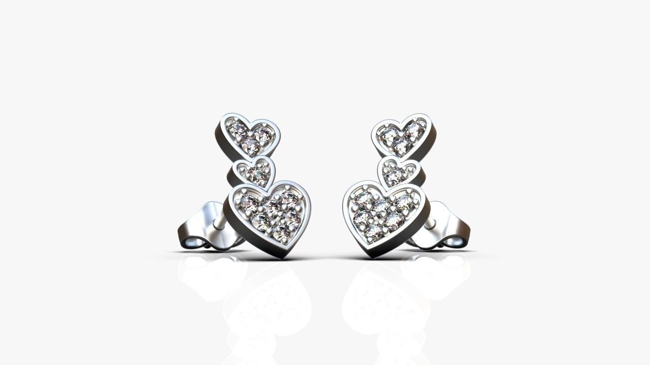 Hearts earrings 3D print model_10