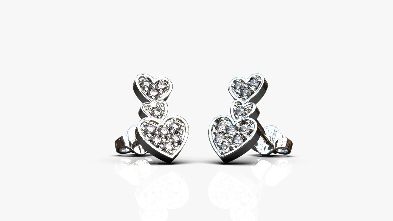 Hearts earrings 3D print model_4