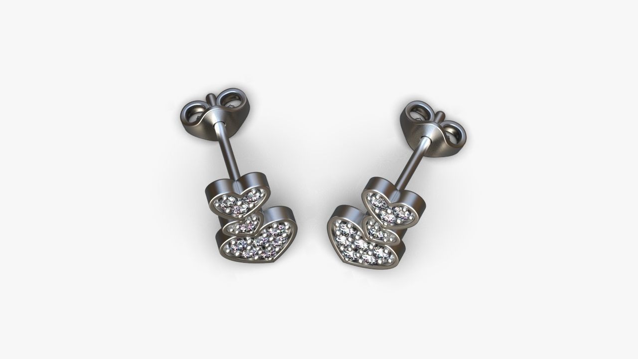 Hearts earrings 3D print model_9