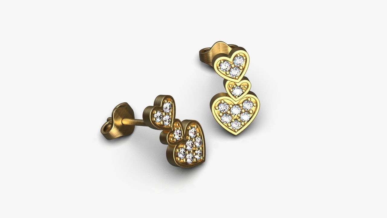 Hearts earrings 3D print model_8