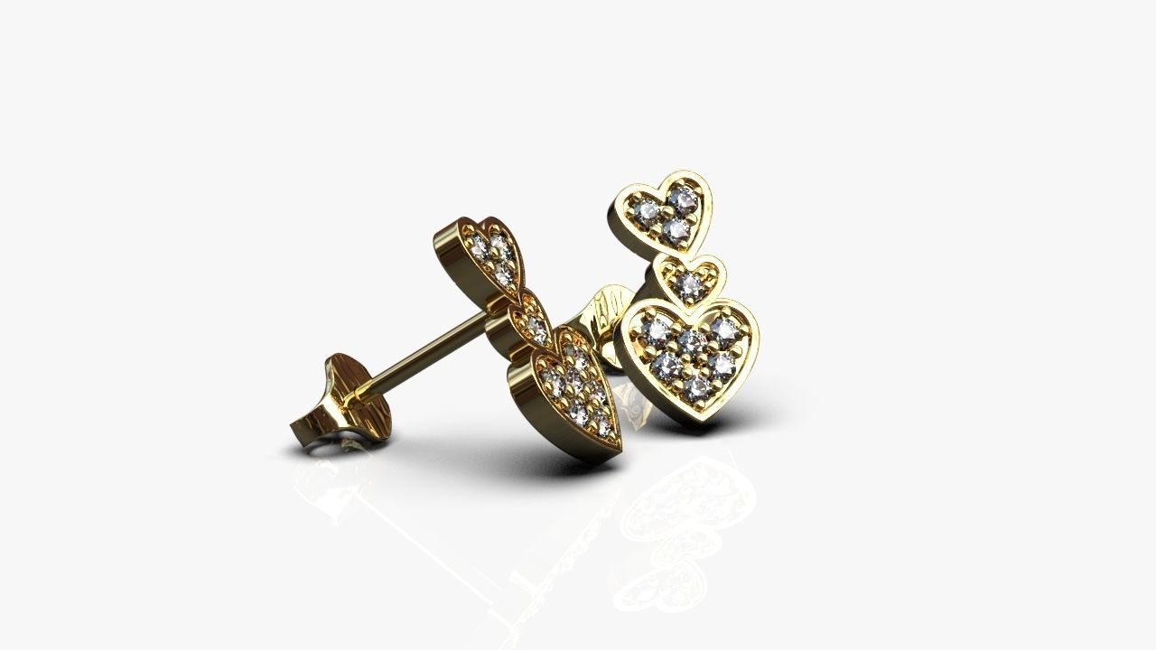 Hearts earrings 3D print model_2