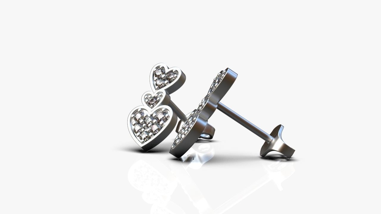 Hearts earrings 3D print model_11