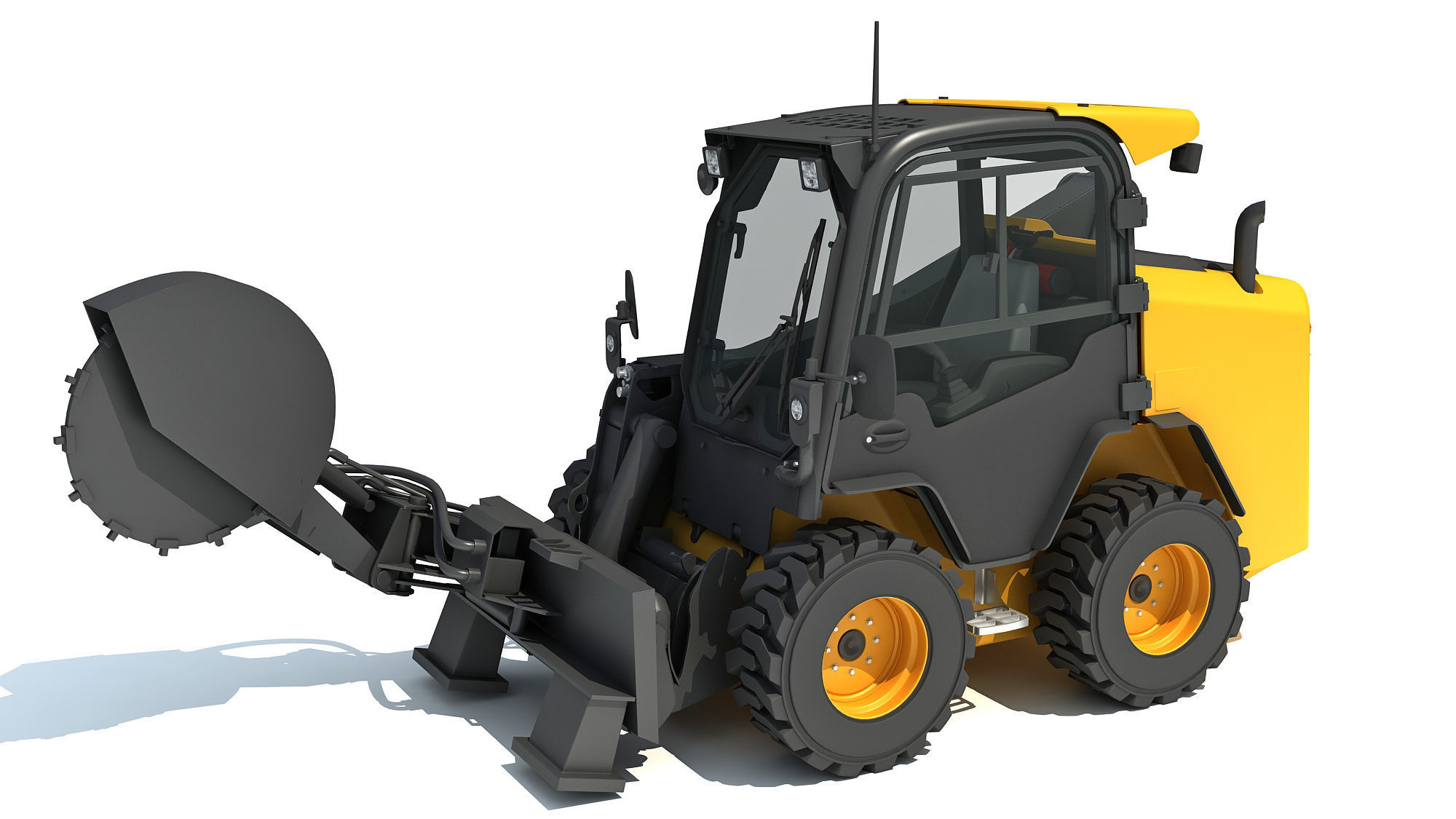 Skid Steer Stump Grinder Cutter 3D model_1