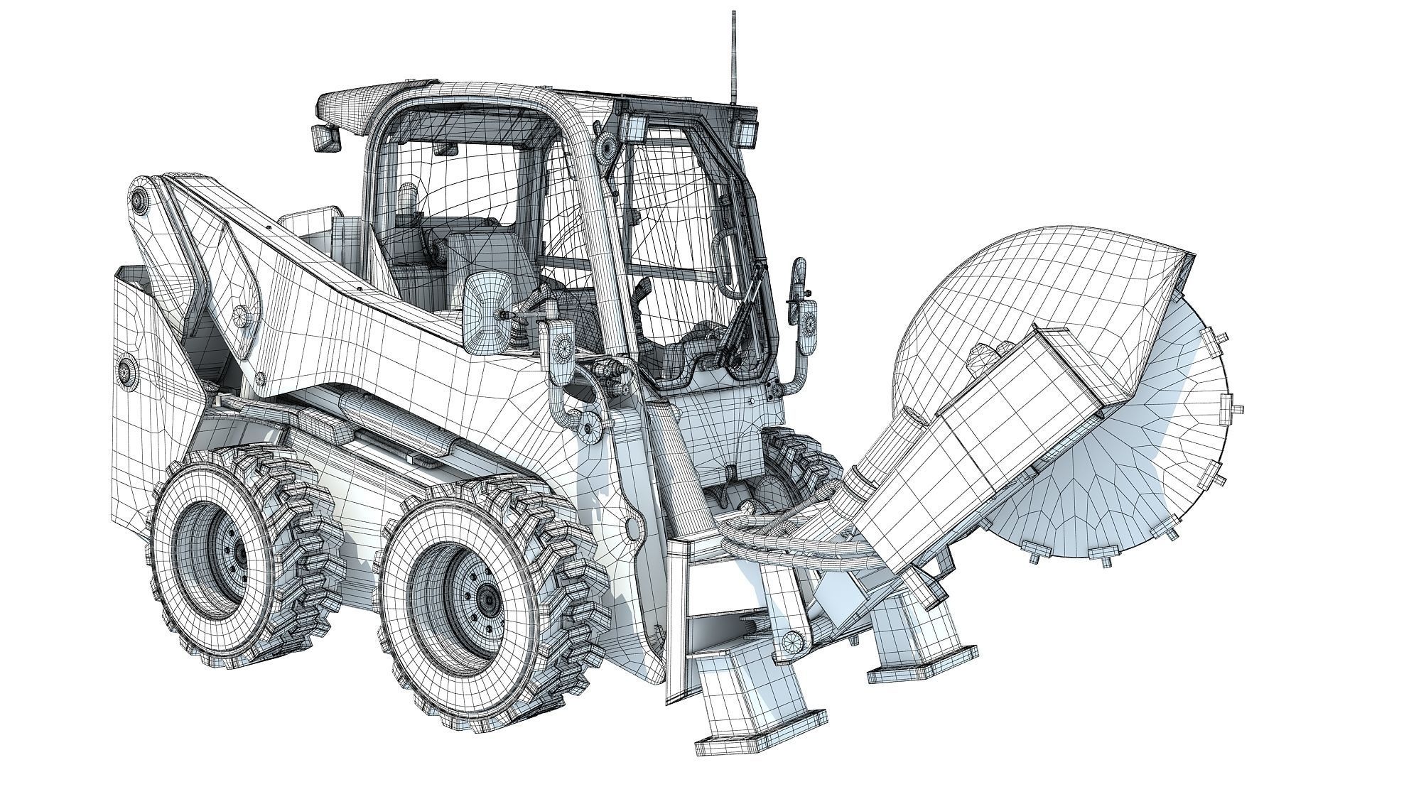 Skid Steer Stump Grinder Cutter 3D model_16