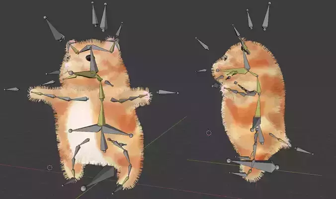 Hamster Bear Rigged Animal Character Game Ready Low-poly 3D model