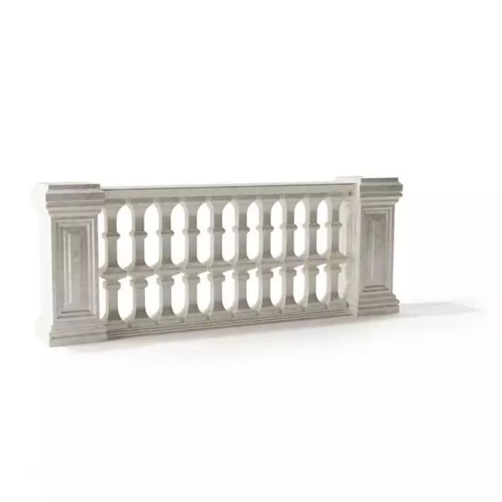 White baroque railing 120 am79 3D model_0