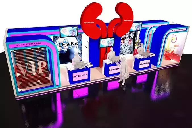 Complete 3D model of medical supplies exhibition booth