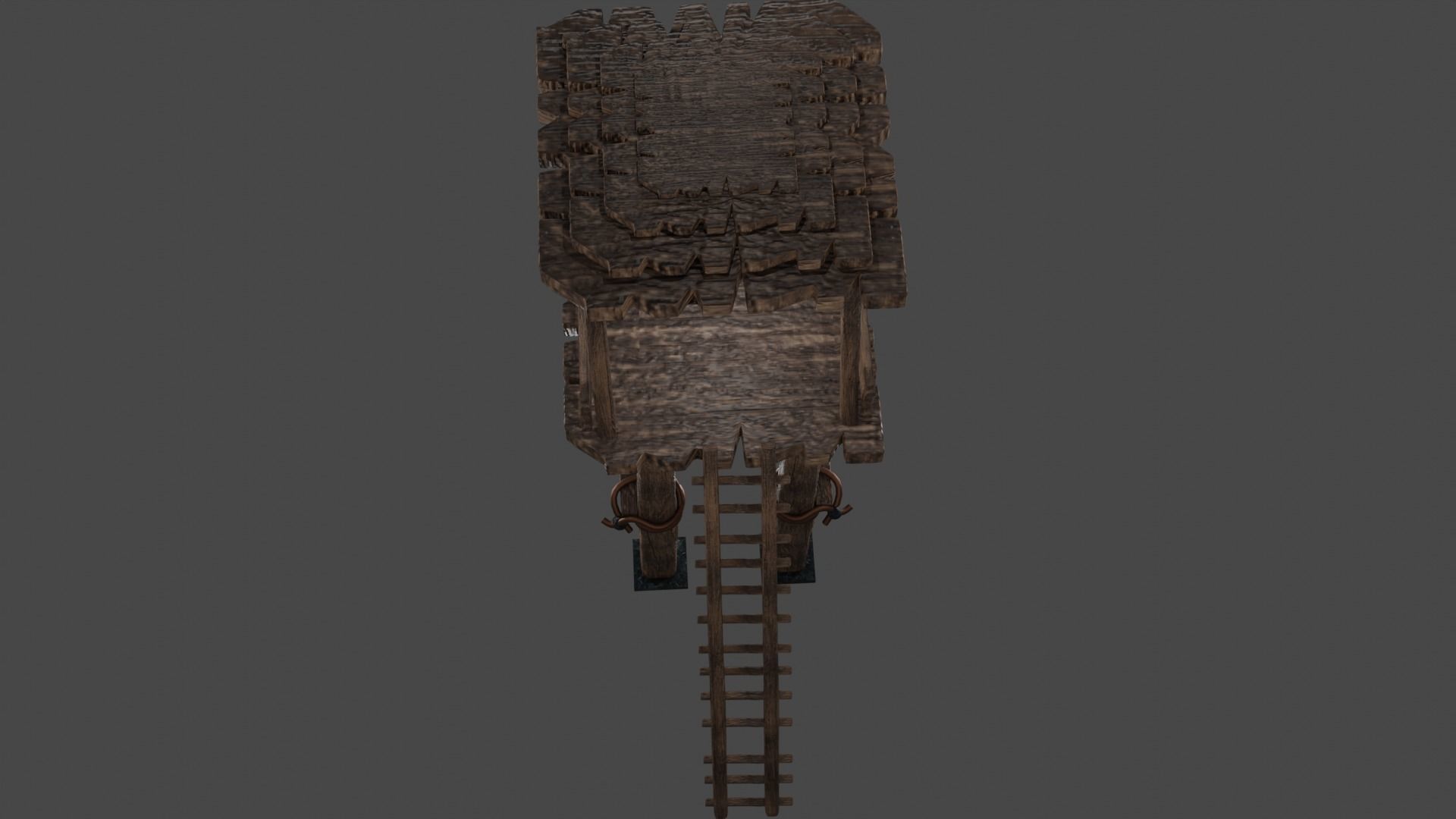 War wood buildings Low-poly 3D model_4