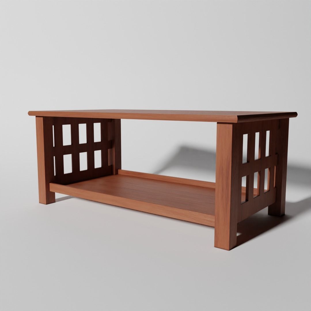 Wooden Coffee Table 3D model_2