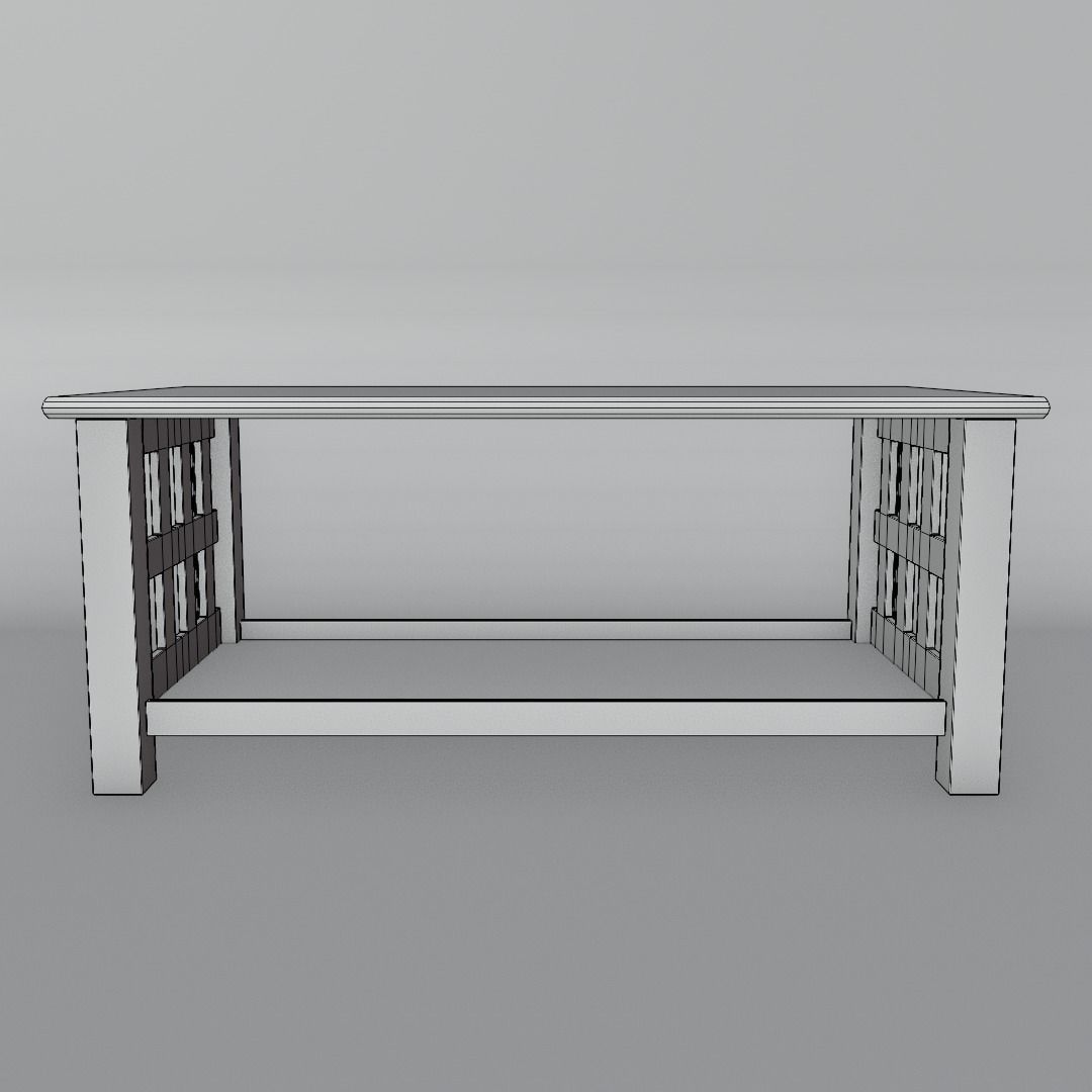 Wooden Coffee Table 3D model_5