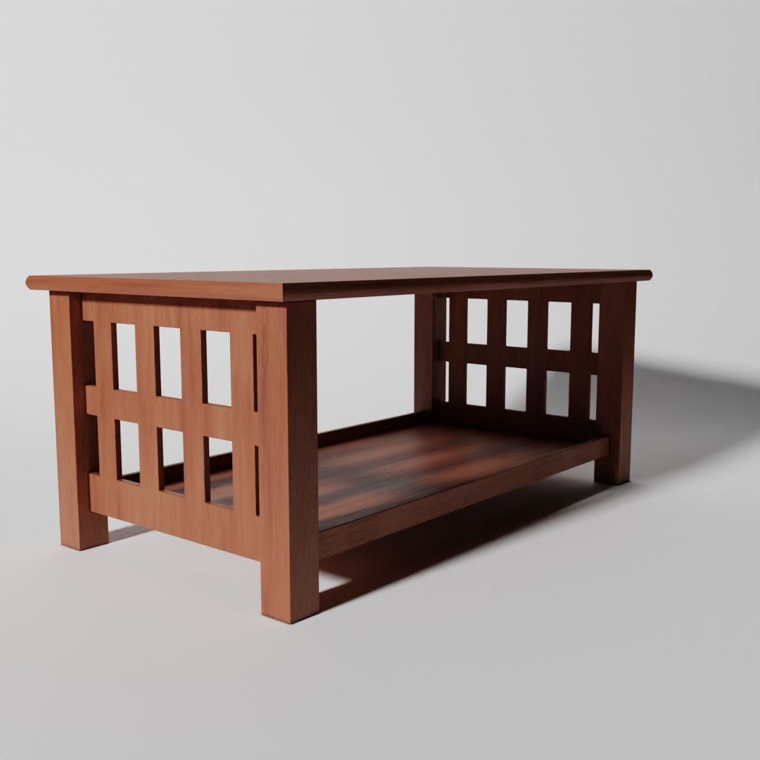 Wooden Coffee Table 3D model_1