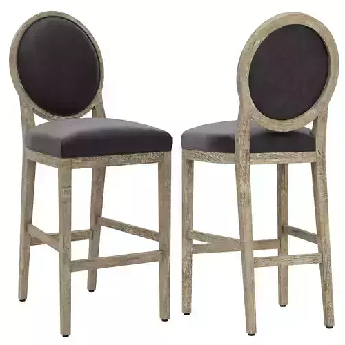 Restoration Hardware French Contemporary Round Leather Stool