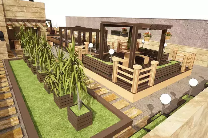 3D model of Roof Garden residential apartment with full details