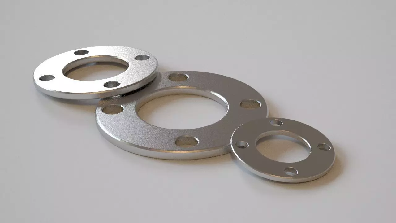 Flange three stainless steel flanges Free low-poly 3D model