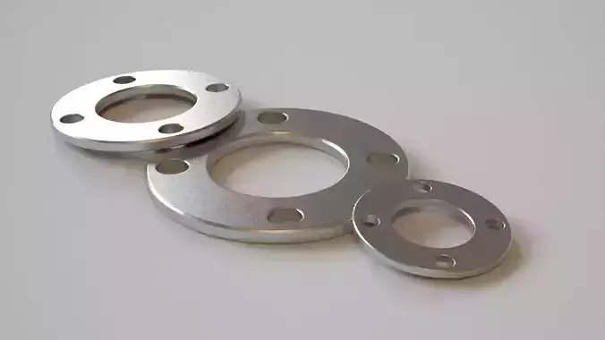 Flange three stainless steel flanges Free low-poly 3D model