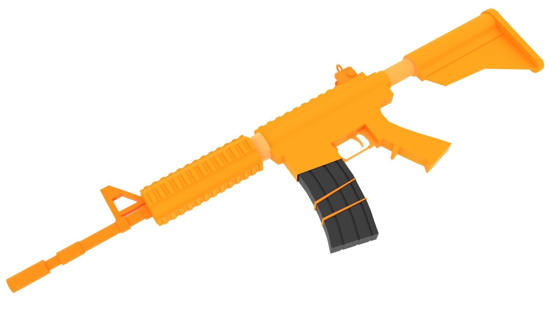 Low Poly Rifle - M4A1 Low-poly 3D model_4