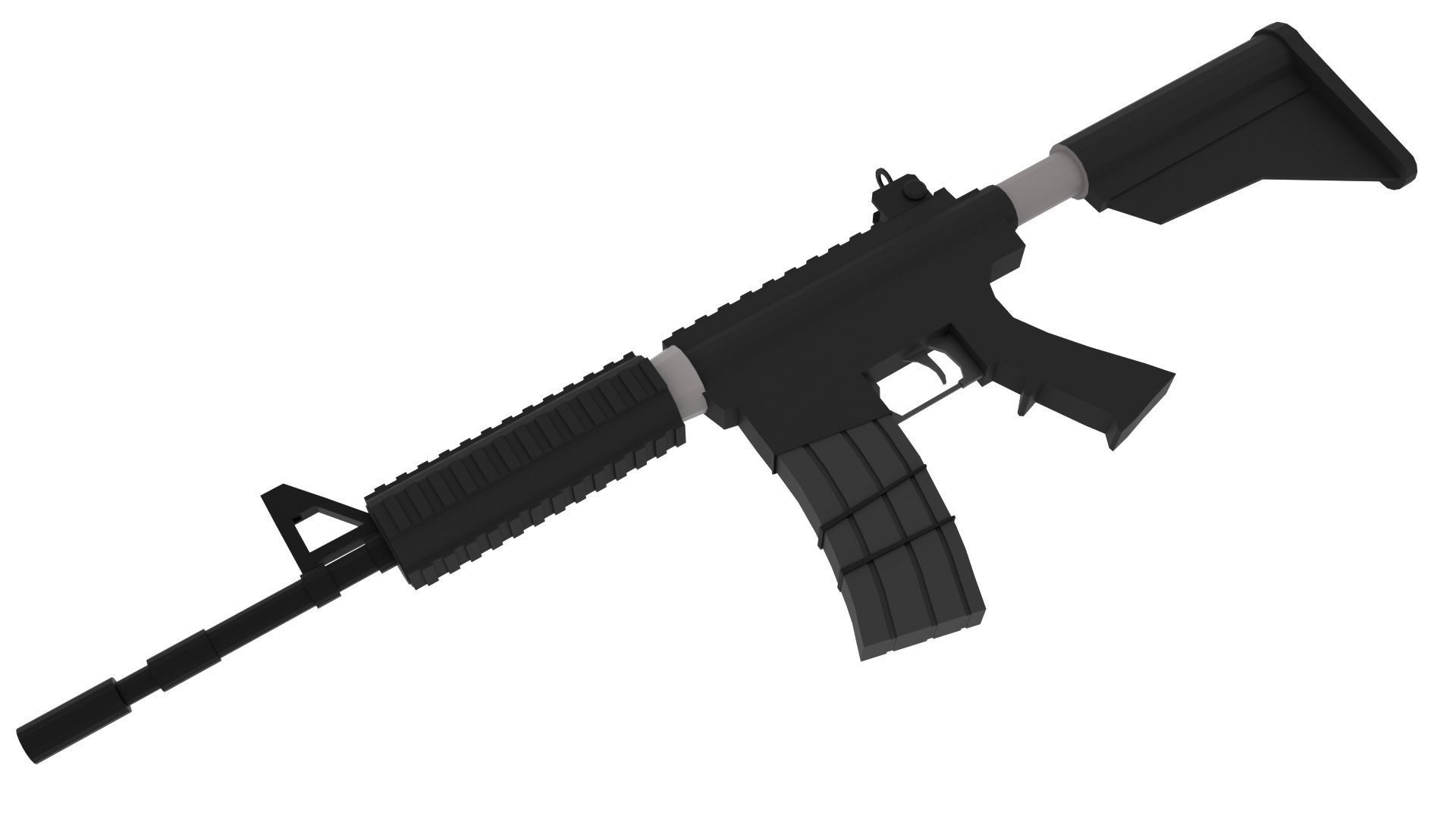 Low Poly Rifle - M4A1 Low-poly 3D model_3