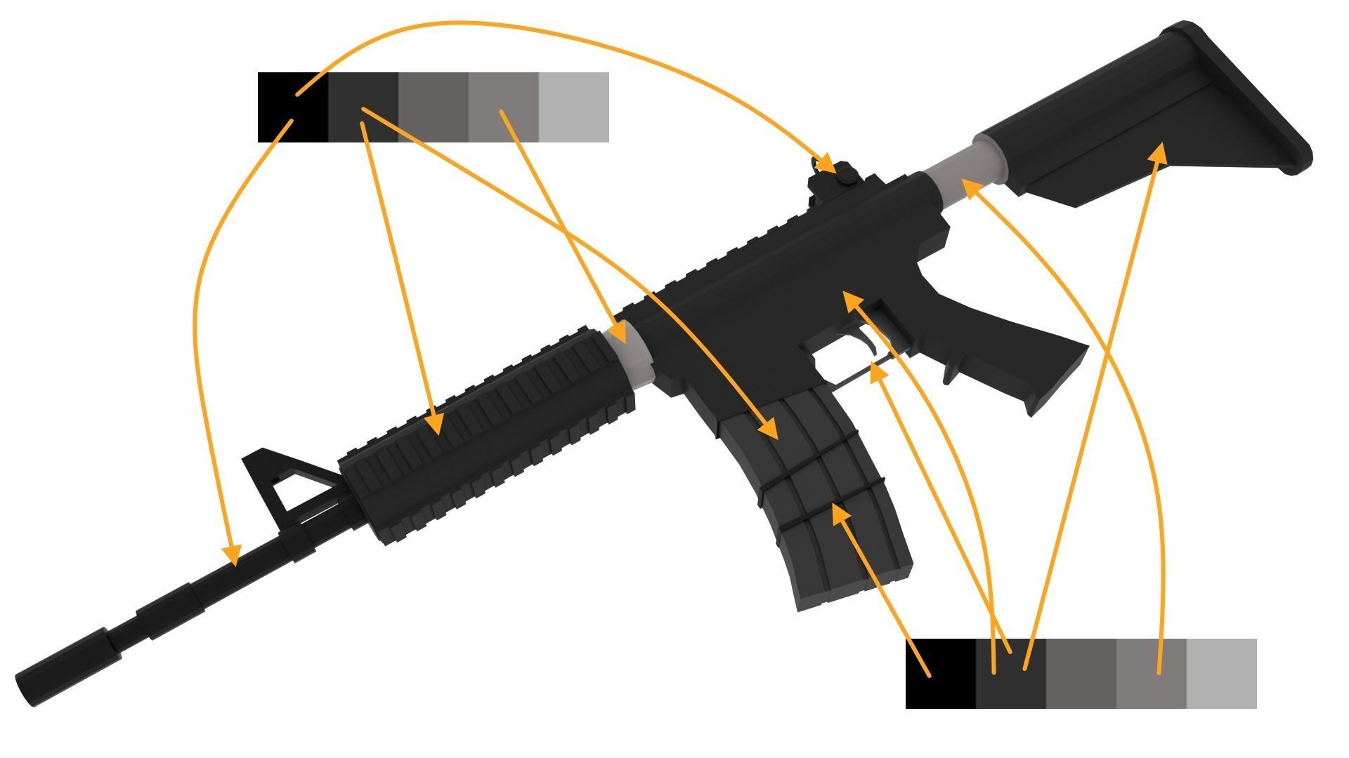 Low Poly Rifle - M4A1 Low-poly 3D model_6