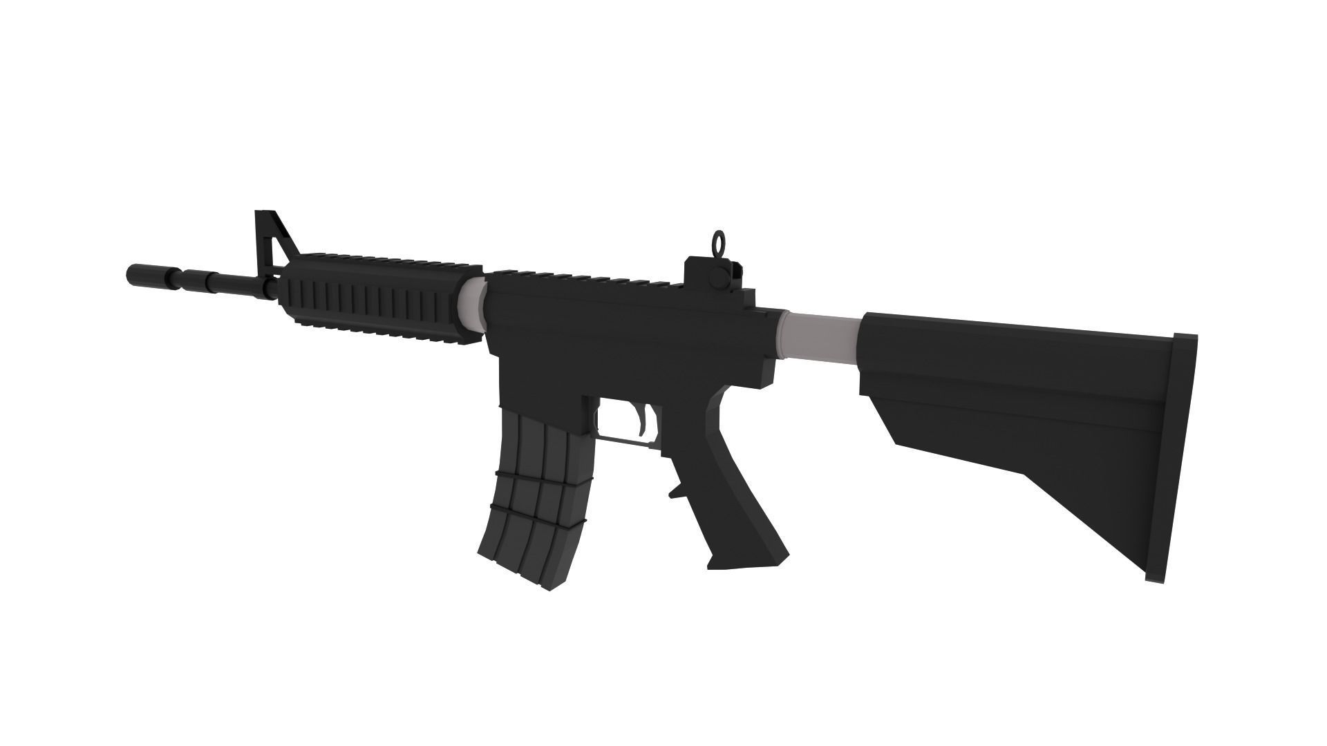 Low Poly Rifle - M4A1 Low-poly 3D model_2