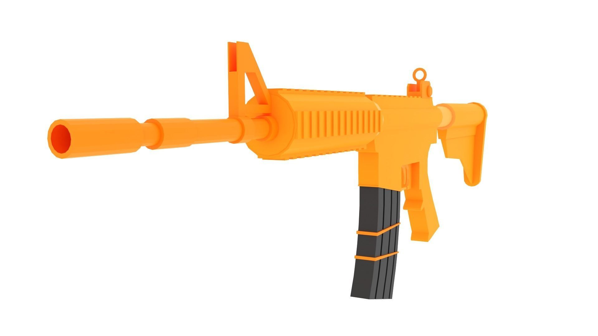 Low Poly Rifle - M4A1 Low-poly 3D model_5