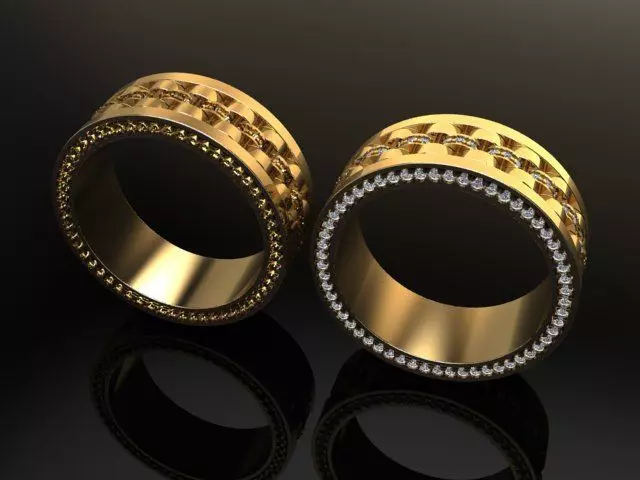 MENS ROLL LINK STYLE FASHION BAND DIAMOND RING 3D print model