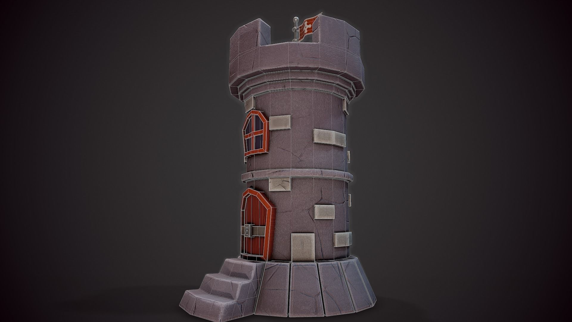 Stylized Castle - Tutorial Included Low-poly 3D model_6