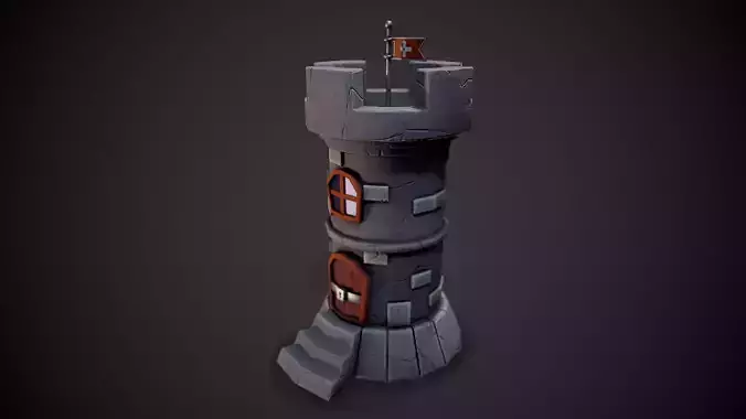 Stylized Castle - Tutorial Included Low-poly 3D model