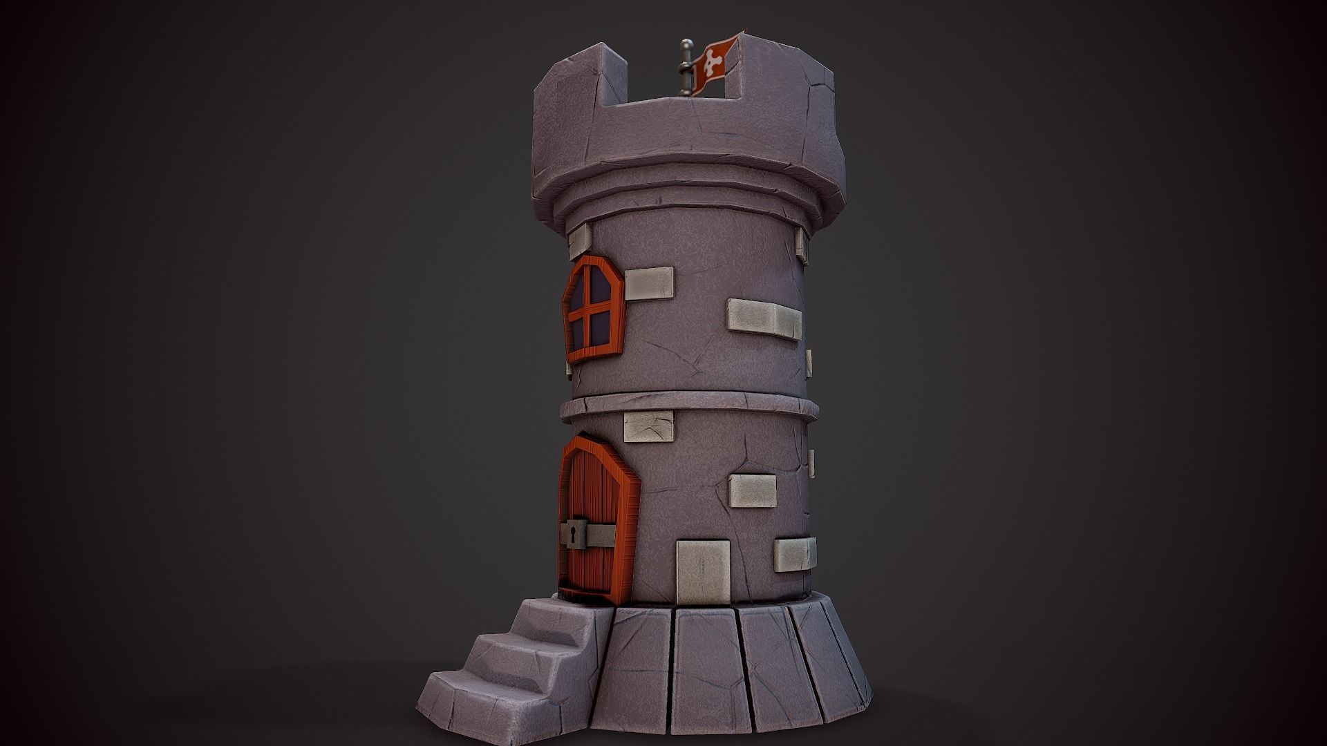 Stylized Castle - Tutorial Included Low-poly 3D model_5