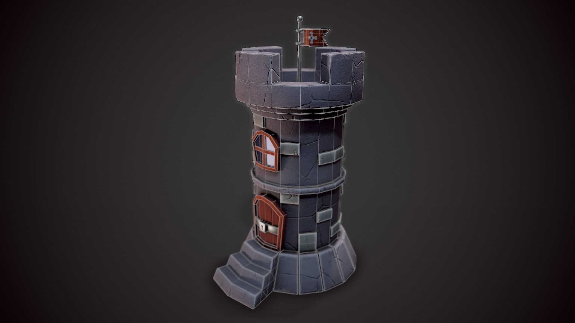 Stylized Castle - Tutorial Included Low-poly 3D model_4