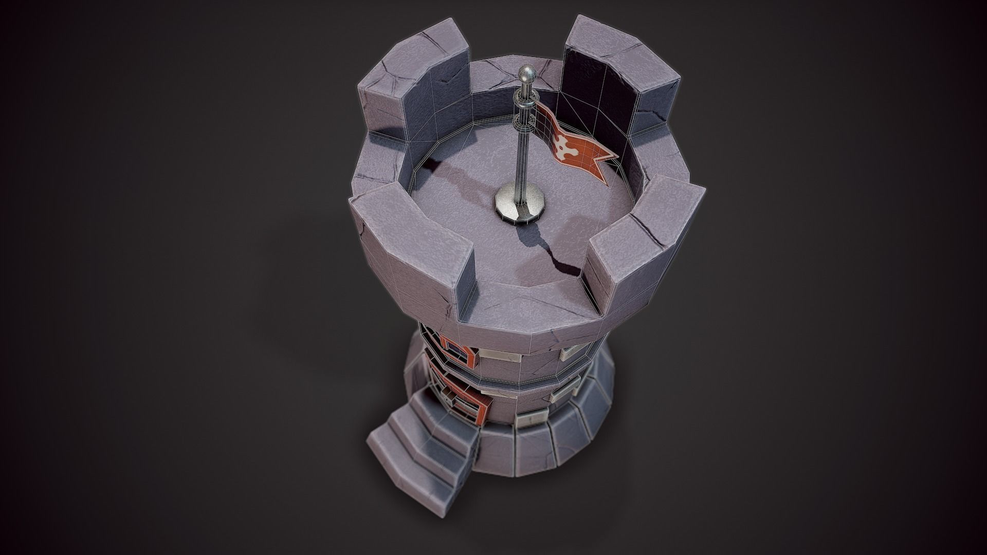Stylized Castle - Tutorial Included Low-poly 3D model_8