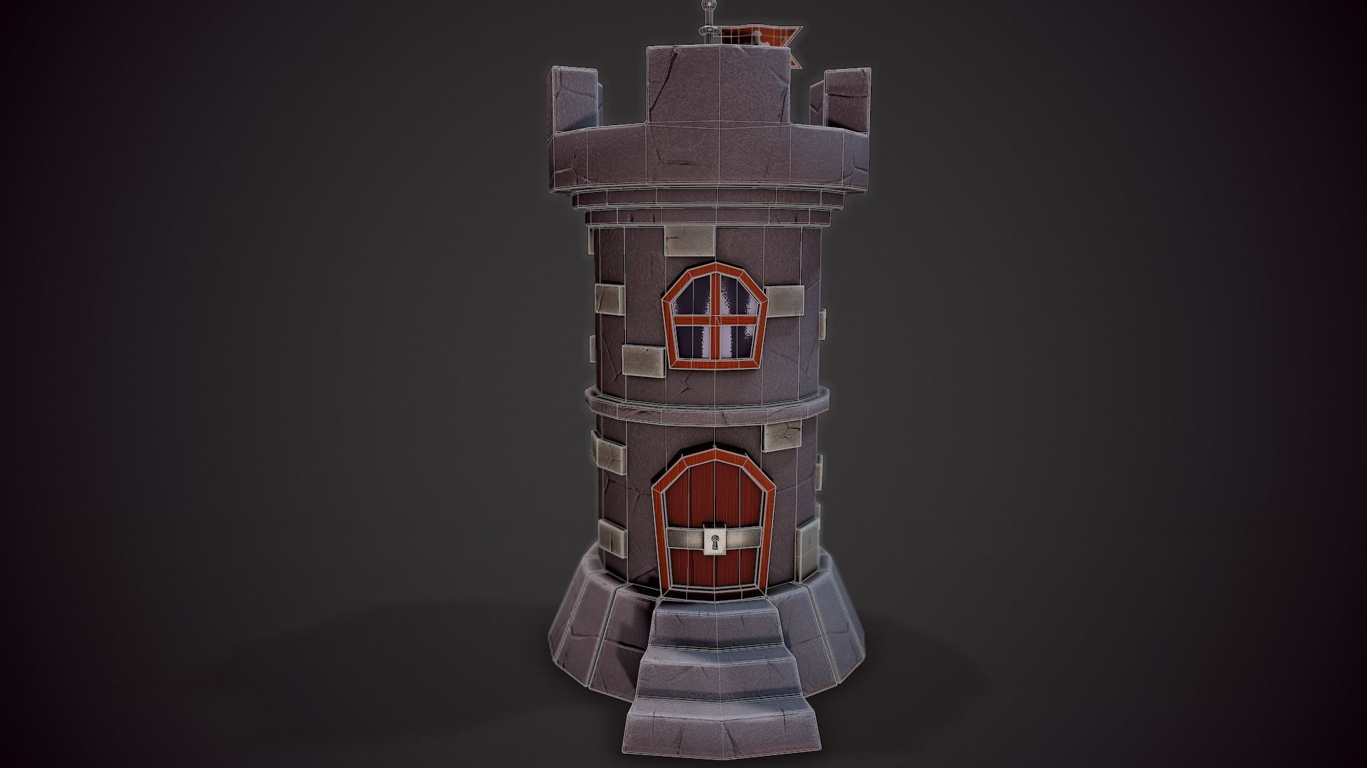 Stylized Castle - Tutorial Included Low-poly 3D model_10