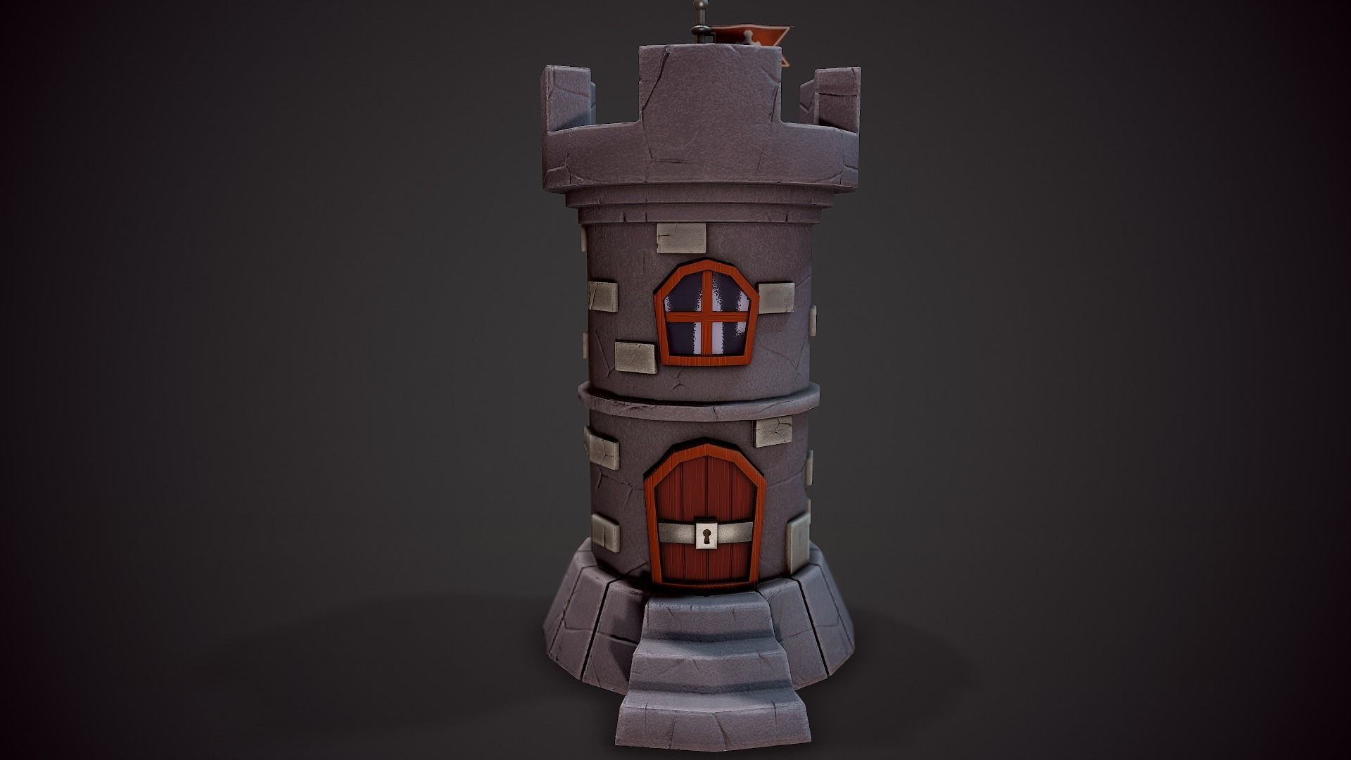 Stylized Castle - Tutorial Included Low-poly 3D model_9