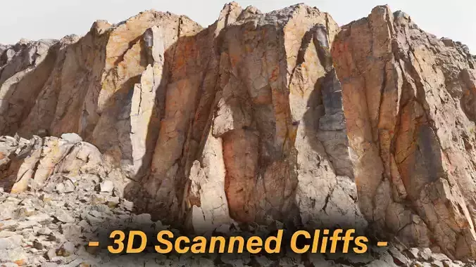 Cliff and Rock scan Collection Real- PBR Low Poly Game ready Low-poly 3D model