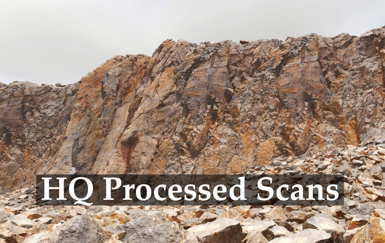 Cliff and Rock scan Collection Real- PBR Low Poly Game ready Low-poly 3D model_4