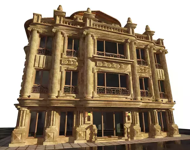 3D model of a residential villa with full details