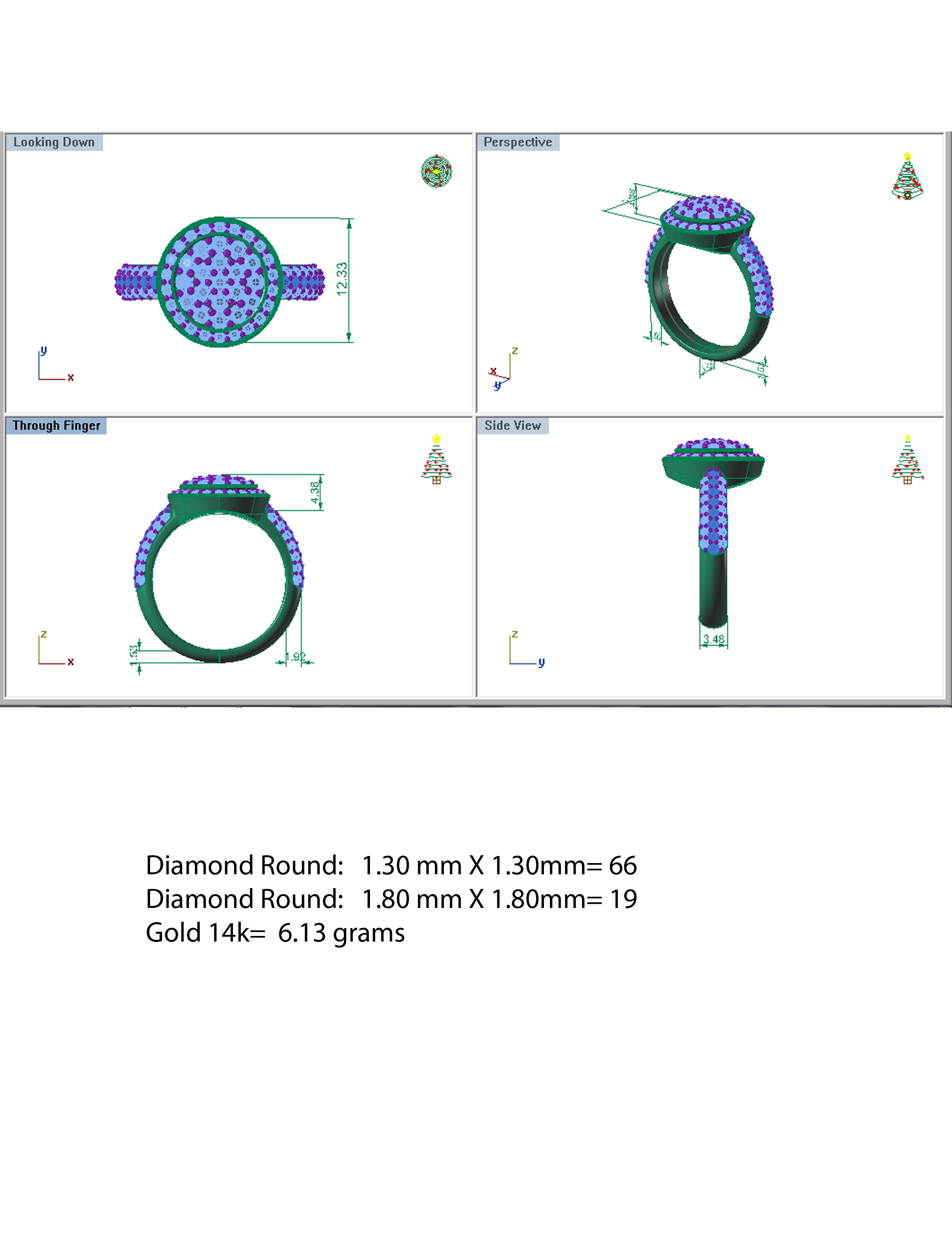 C3d Dimaond ring 001 3D print model_4