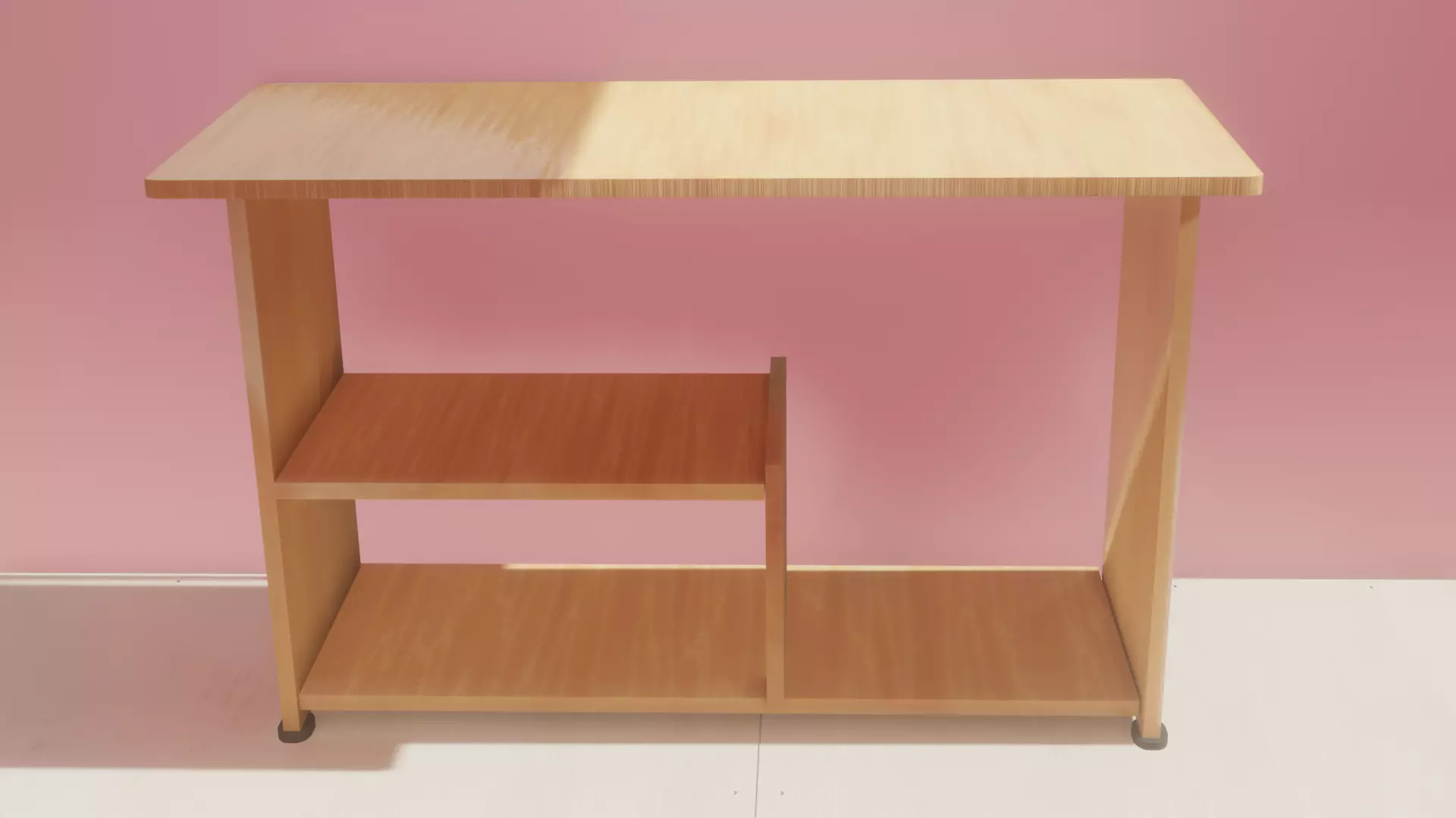 Table wooden with two shelves Free low-poly 3D model