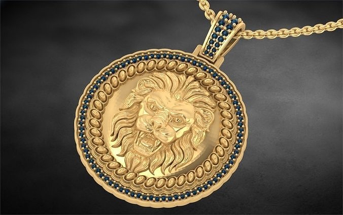 TRP 1003  LION DIAMOND  PENDENT 3D print model