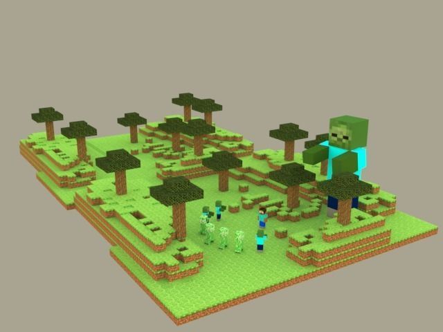 Minecraft world - Game ready 3D model_4