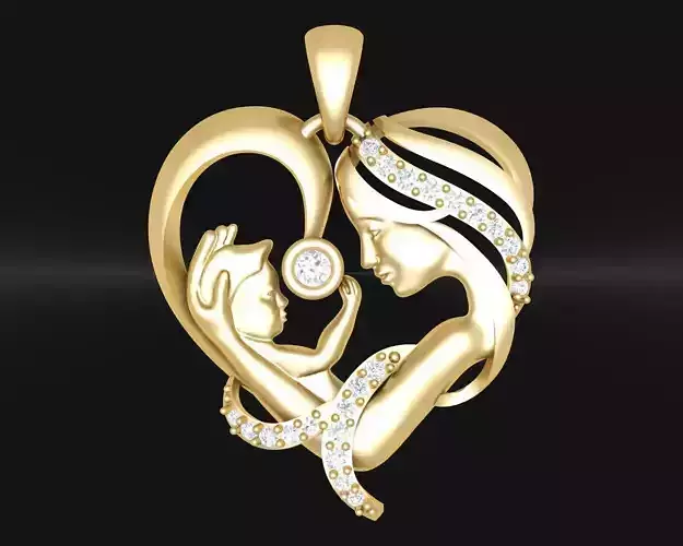 M2019 MOTHER  BABY LOVE DIAMOND PENDENT 3D print model